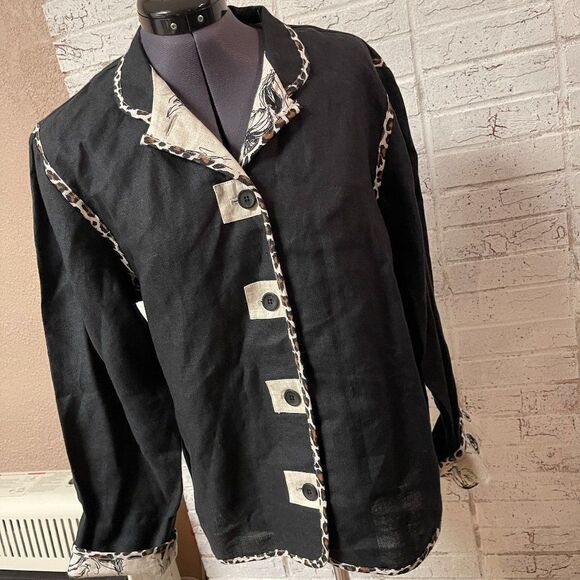 Joanne Scott Animal Print Linen Jacket/Blazer 10 - Picture 1 of 6